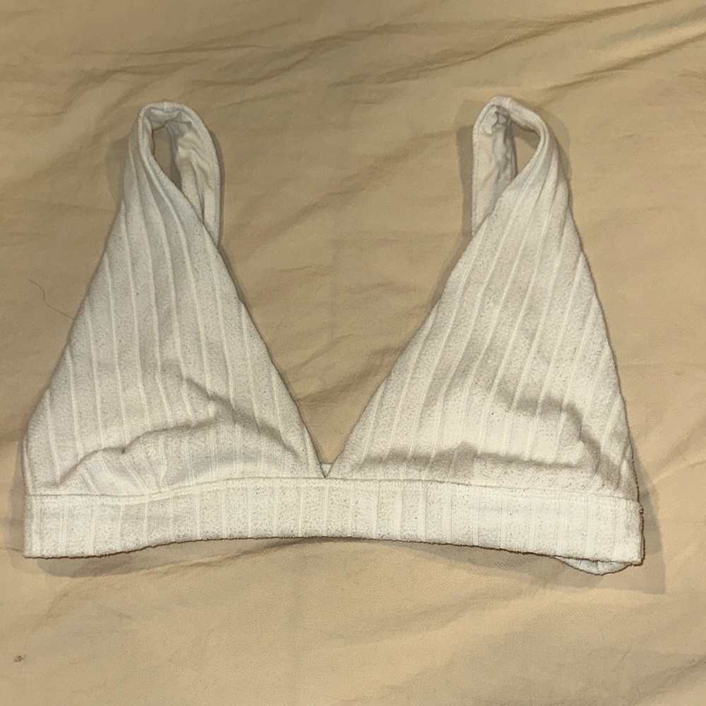 ALO Yoga Cream Ribbed Bralette